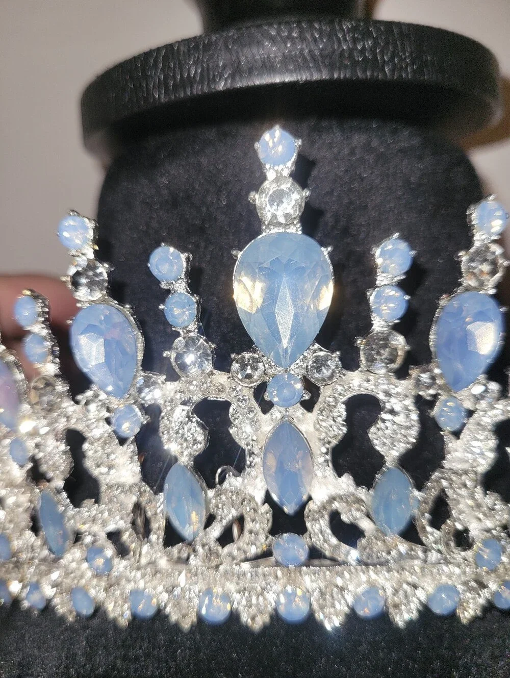 Crystal Tiara Crown with Pale Opal Accents And Rhinestones,